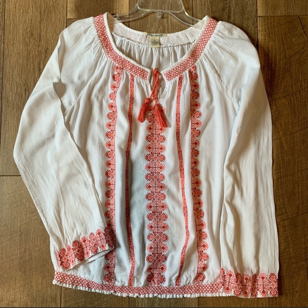 Lucky Brand Smocked Stitched Top